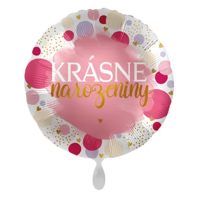 Foliový balonek Krásné narozeniny CZ - Pink Birthday - 43 cm