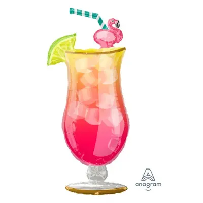 Foliový balonek Flamingo drink 50 x 104 cm