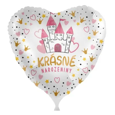 Foliový balonek Krásné narozeniny - Princeznovský hrad CZ - 43cm