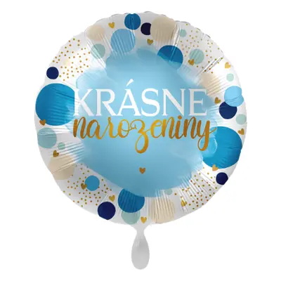 Foliový balonek Krásné narozeniny CZ - Blue Birthday - 43 cm