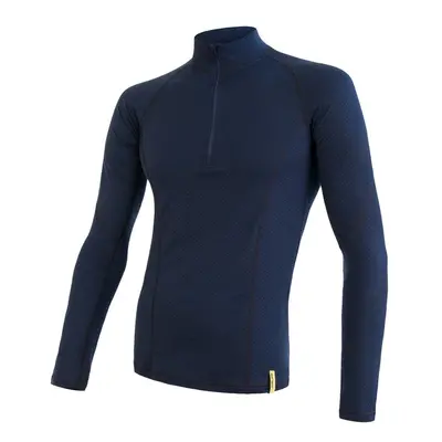 Triko dlouhé pánské SENSOR MERINO DOUBLE FACE zip tm. modré