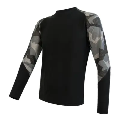 Triko dlouhé pánské SENSOR MERINO IMPRESS camo/černé