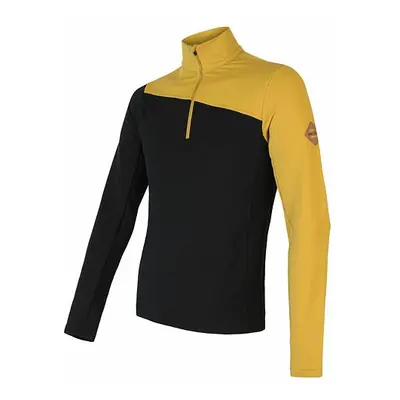 Triko dlouhé pánské SENSOR MERINO EXTREME zip černá/mustard