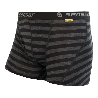 Boxerky SENSOR MERINO ACTIVE černo/šedé pruhy