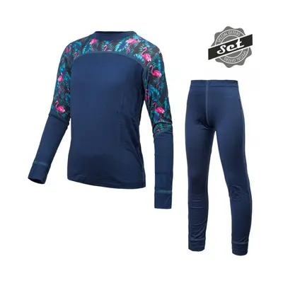 Komplet dětský SENSOR MERINO IMPRESS set deep blue/floral