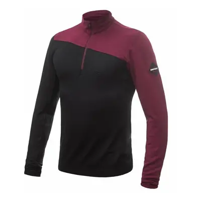 Triko dlouhé pánské SENSOR MERINO EXTREME zip černá/port red