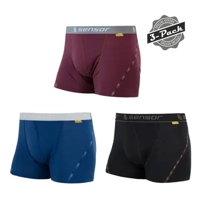 Boxerky SENSOR MERINO AIR 3pack černé/modré/vínové