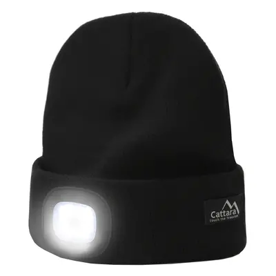 Cattara Čepice BLACK s LED svítilnou USB nabíjení