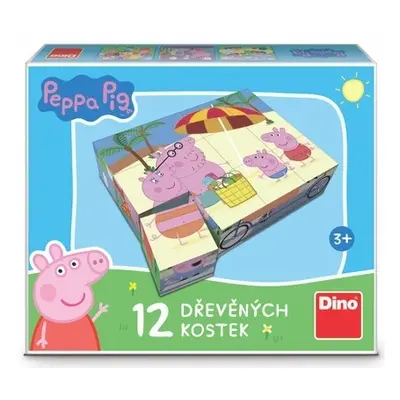 Dřevěné licenční kostky Peppa Pig - 12 kostek