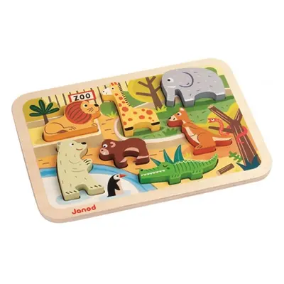 Janod Dřevěné vkládací puzzle pro nejmenší ZOO Chunky