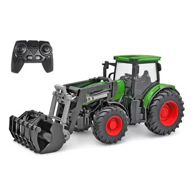 Kids Globe R/C traktor zelený 27cm s předním nakladačem na baterie se světlem 2,4GHz