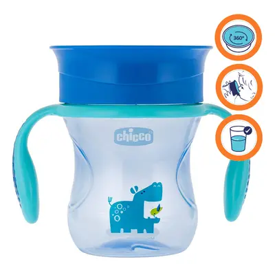 CHICCO Hrnek Perfect 360 s držadly 200 ml, modrý 12m +