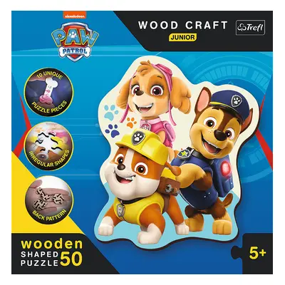 Trefl Dřevěné puzzle Junior 50 dílků - Veselá Tlapková Patrola / PAW Patrol