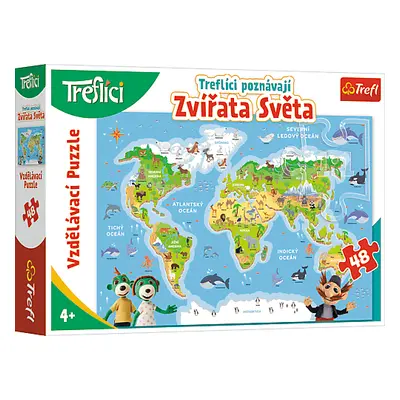 Trefl Vzdělávací puzzle 48 dílků - Treflíci poznávají zvířata světa CZ / Trefl