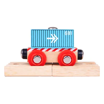 Bigjigs Rail Vagon modrý kontejner