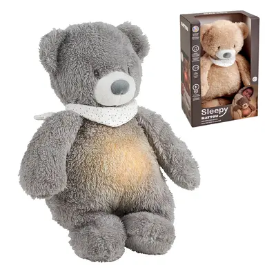 NATTOU Usínáček plyšový hudební se světýlkem a senzorem pláče 4v1 Sleepy Bear Grey 0m+