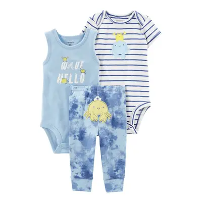 CARTER'S Set 3dílný tepláky, body kr. rukáv, body bez rukávů Blue Wave chlapec LBB 24m