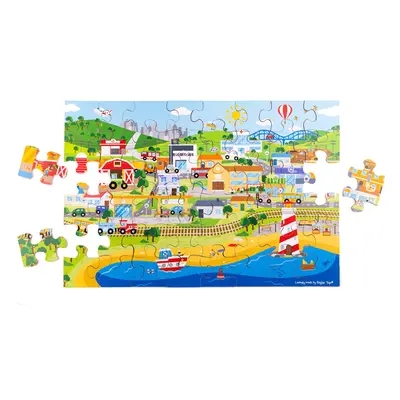 Bigjigs Toys Podlahové puzzle Město 48 dílků