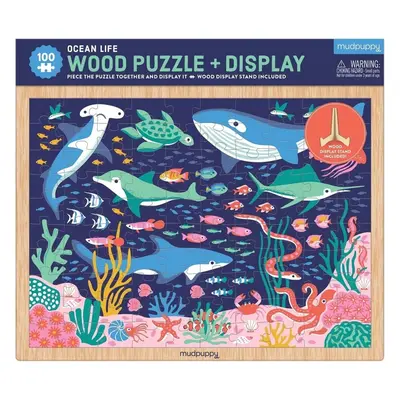 Mudpuppy Dřevěné puzzle Život v oceánu + displej 100 dílků