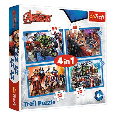 Trefl Puzzle 4v1 - Odvážní Avengeři / Disney Marvel The Avengers