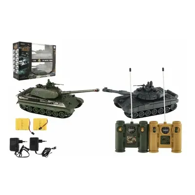 Tank RC 2ks 36cm+dobíjecí tanková sada se zvukem se světlem Tank RC 2ks 36cm