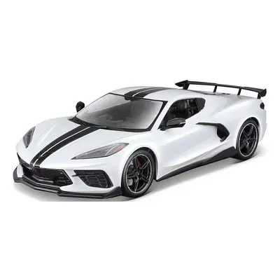 Maisto - 2020 Chevrolet Corvette Stingray Coupe (High Wing), bílý, 1:18