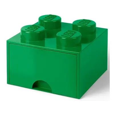 LEGO® úložný box 4 - se zásuvkou tmavě zelená 250 x 250 x 180 mm