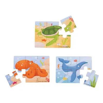 Bigjigs Toys Puzzle 3v1 mořská zvířátka