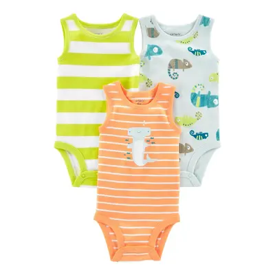 CARTER'S Body bez rukávů Stripes Animals chlapec 3ks 24m