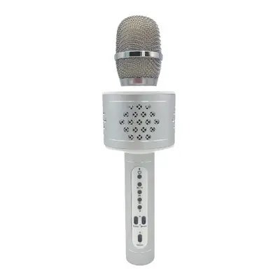 Mikrofon karaoke Bluetooth stříbrný na baterie s USB kabelem