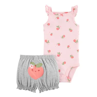 CARTER'S Set 2dílný body na ramínka, kraťasy Pink Peach holka 18m