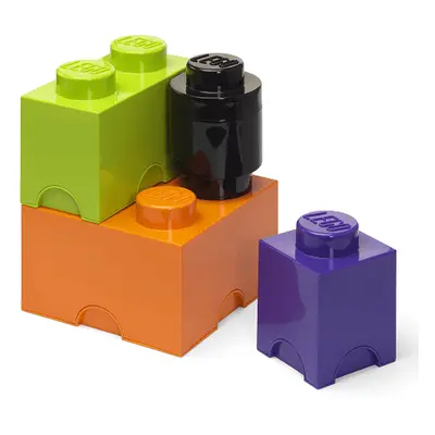 LEGO® úložné boxy Multi-Pack 4 ks - fialová, černá, oranžová, zelená