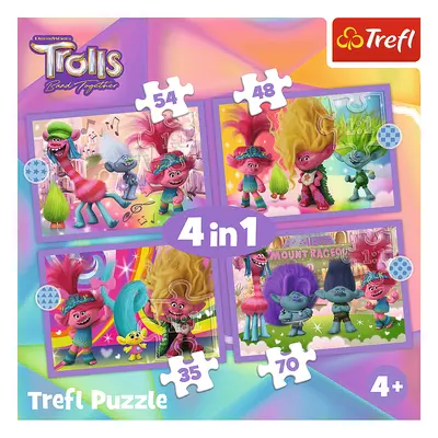 Trefl Puzzle 4v1 - Dobrodružství barevných Trollů / Universal Trolls 3 (2023)