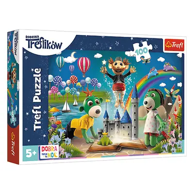 Trefl Puzzle 100 dílků - Pohádkový večer s Treflíky / Dobrou noc, Treflíci