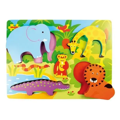 Bigjigs Toys Dřevěné vkládací puzzle Safari