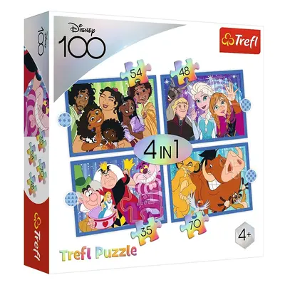 Trefl Puzzle 4v1 - Šťastný svět Disney / Disney 100