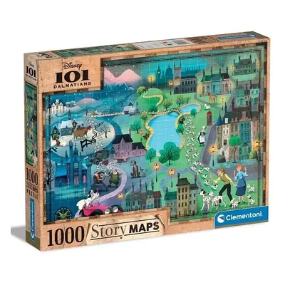 Puzzle 1000 dílků - Disney mapa 101 dalmatinů