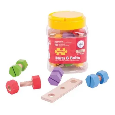 Bigjigs Toys Dřevěný spojovací materiál v dóze