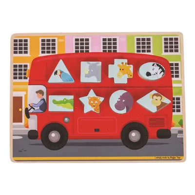 Bigjigs Toys Vkládací puzzle autobus se zvířátky