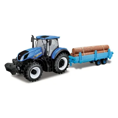 Bburago 1:32 Farm Traktor New Holland s vlečkou na dřevo