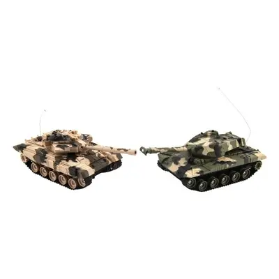 Tank RC 2ks 25cm tanková bitva+dob. pack 27MHZ a 40MHz maskáč se zvukem se světlem