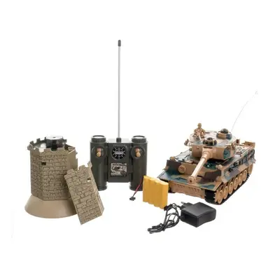 Tank RC 35cm + bunkr na bat. plast s dobíjecím packem se zvukem se světlem 40MHz