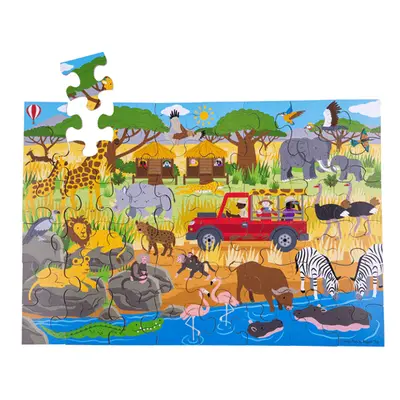 Bigjigs Toys Podlahové puzzle Africké dobrodružné 48 dílků