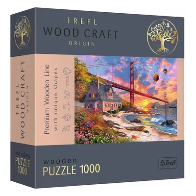 Trefl Dřevěné puzzle 1000 - Západ slunce nad mostem Golden Gate