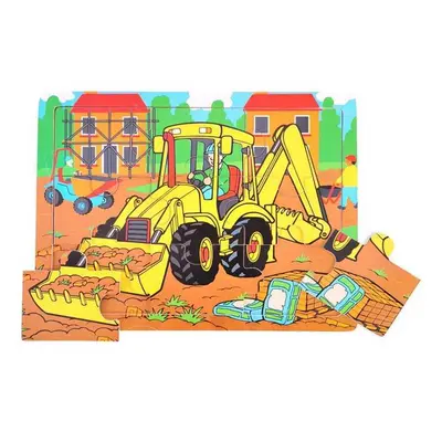 Bigjigs Toys Dřevěné puzzle bagr 9 dílků