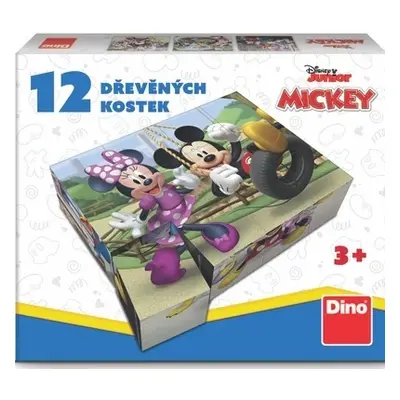 Dřevěné licenční kostky Mickey Mouse - 12 kostek