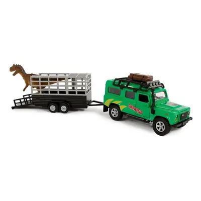 Land Rover 28cm kov na zpětný chod s přívěsem a dinosaurem