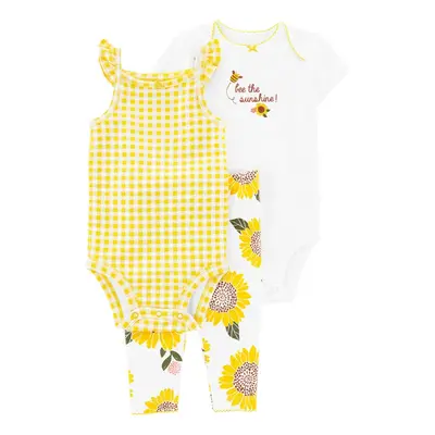 CARTER'S Set 3dílný legíny, body kr. rukáv, body na ramínka Yellow Sunflower holka 18m