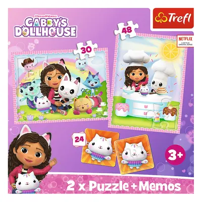 Trefl Puzzle 2v1 + pexeso - Gabby se svou kočičkou / Gabby's Dollhouse