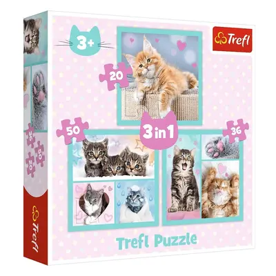 Puzzle 3v1 - Milá domácí zvířátka / Trefl